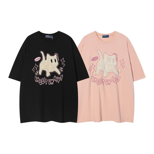 "Rabbit & Cat Happy" Oversize Men's Tee