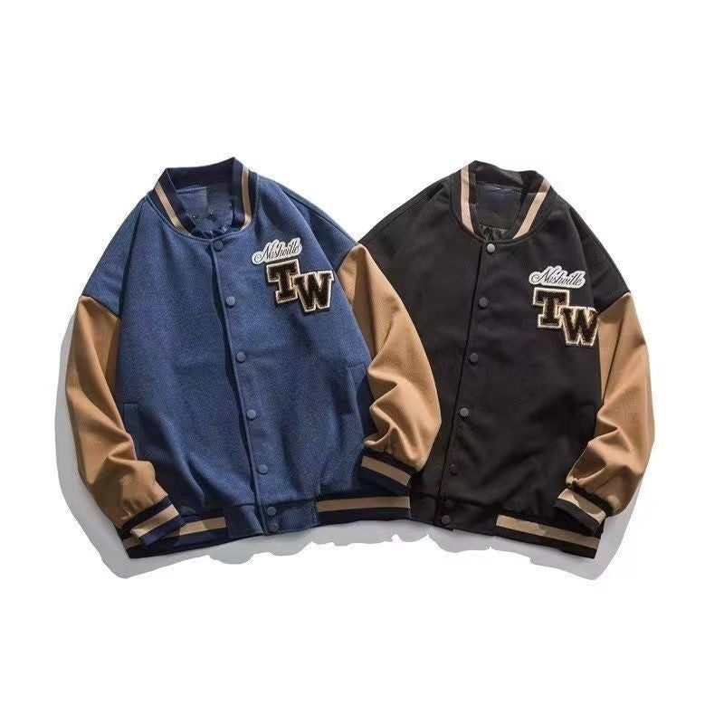 Letter Patched Vintage Base Ball Jacket - TW Series