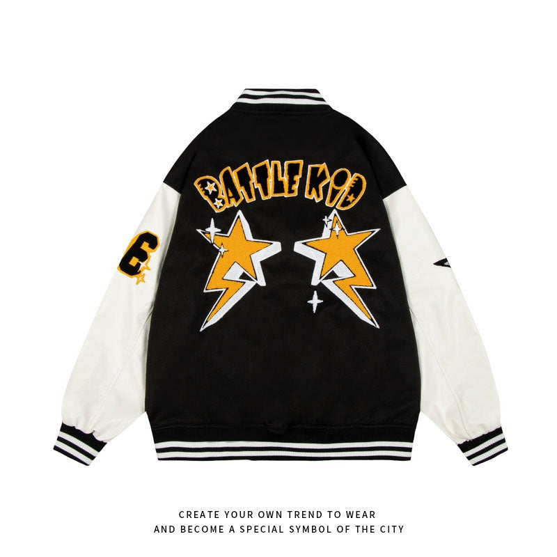 Letter Patched Vintage Base Ball Jacket - Battle Kids