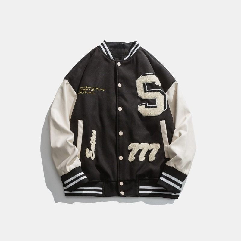 Letter Patched Vintage Base Ball Jacket - SNK777
