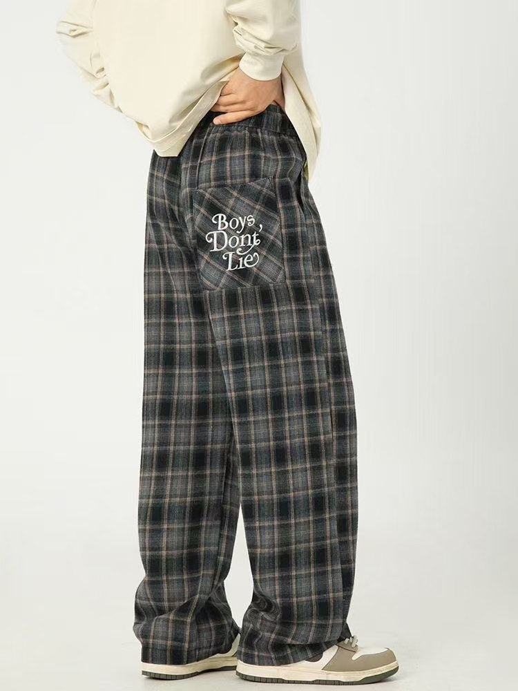 "Boys Don't Lie" Plaid Statement Jogger