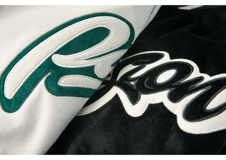 Letter Patched Vintage Base Ball Jacket - Passion 17