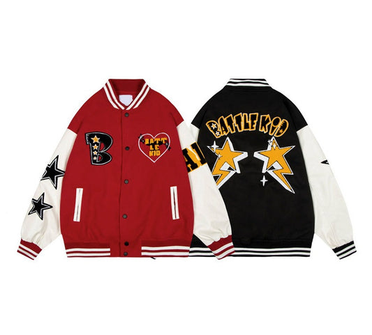 Letter Patched Vintage Base Ball Jacket - Battle Kids