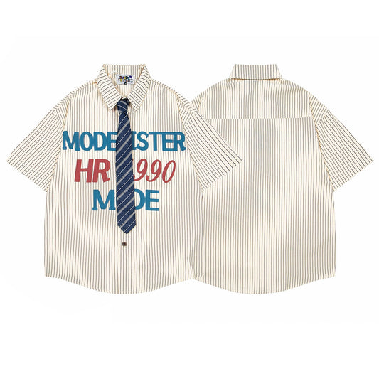 Mode 1990 Casual Business Oversized Tie Shirt