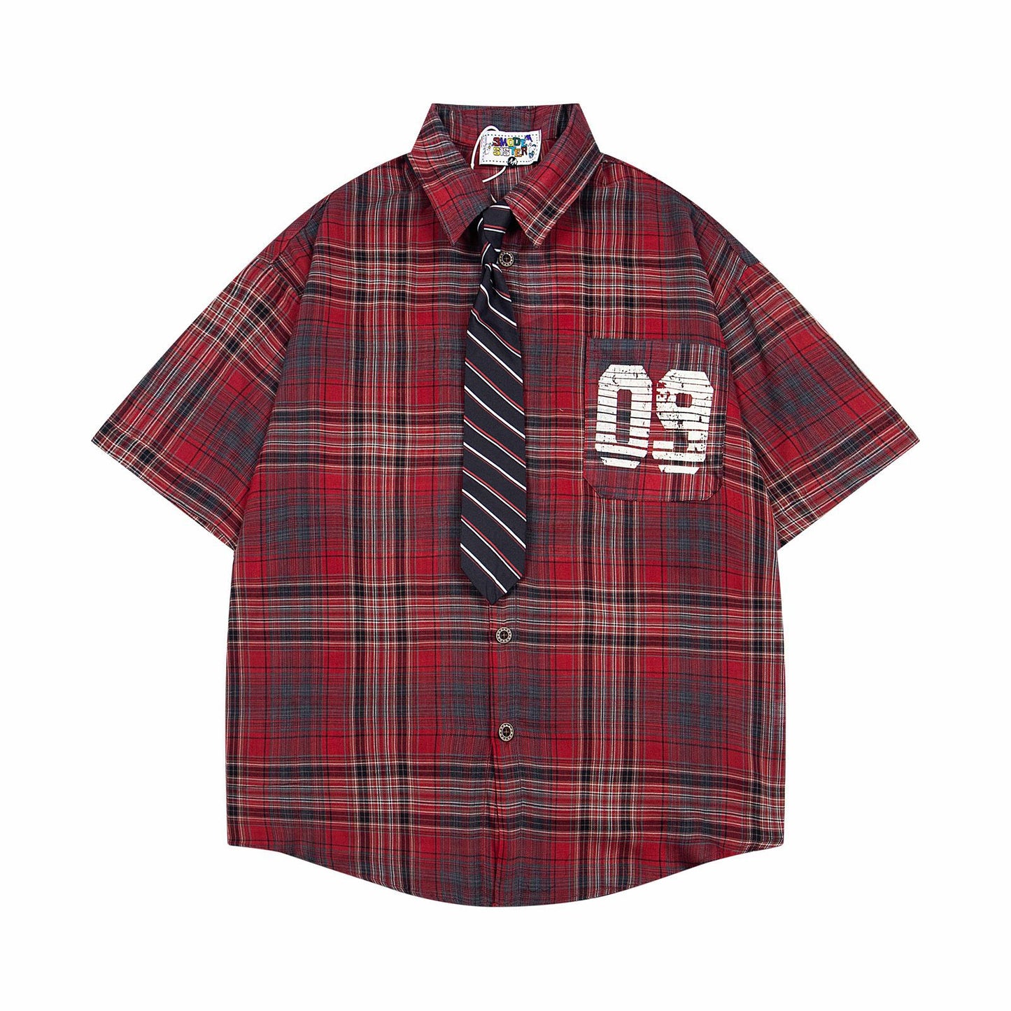 Varsity Plaid '09 Men's Oversized Sleeve Shirt