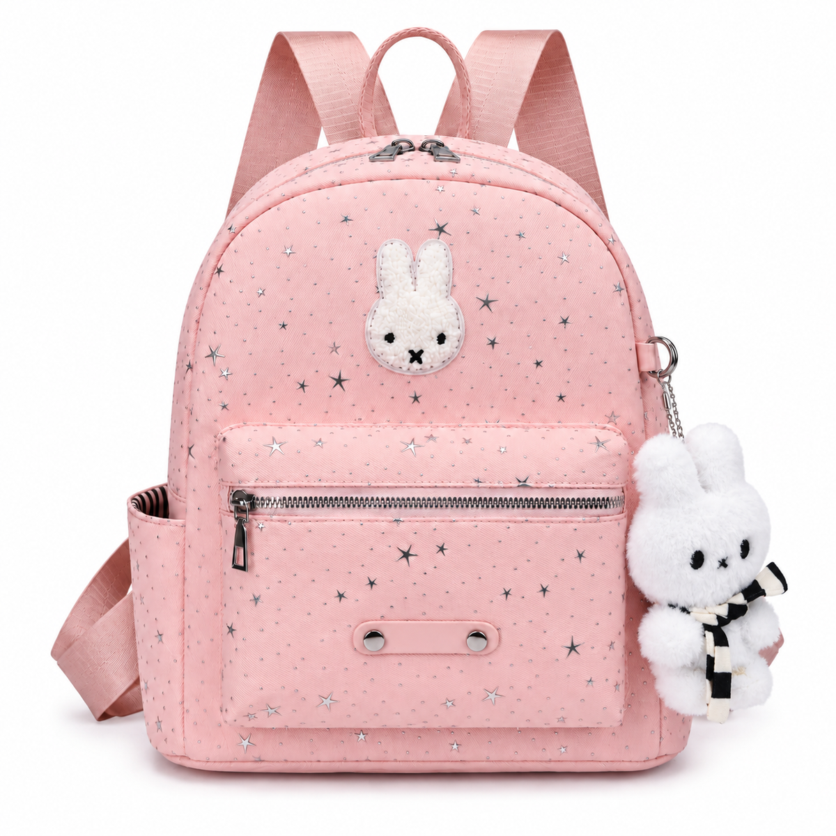 SNK Bunny Galaxy Backpack in Stardust Pink with bunny pendant