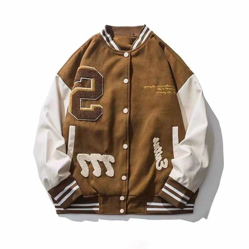 Letter Patched Vintage Base Ball Jacket - SNK777