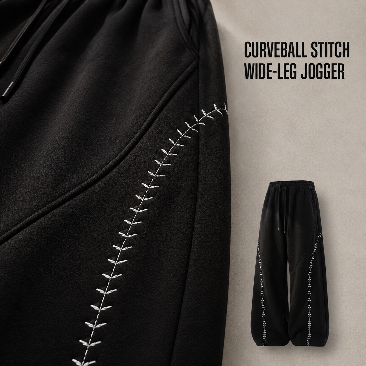 "Curveball Stitch Wide-Leg" 320G Jogger