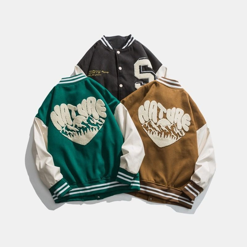 Letter Patched Vintage Base Ball Jacket - SNK777