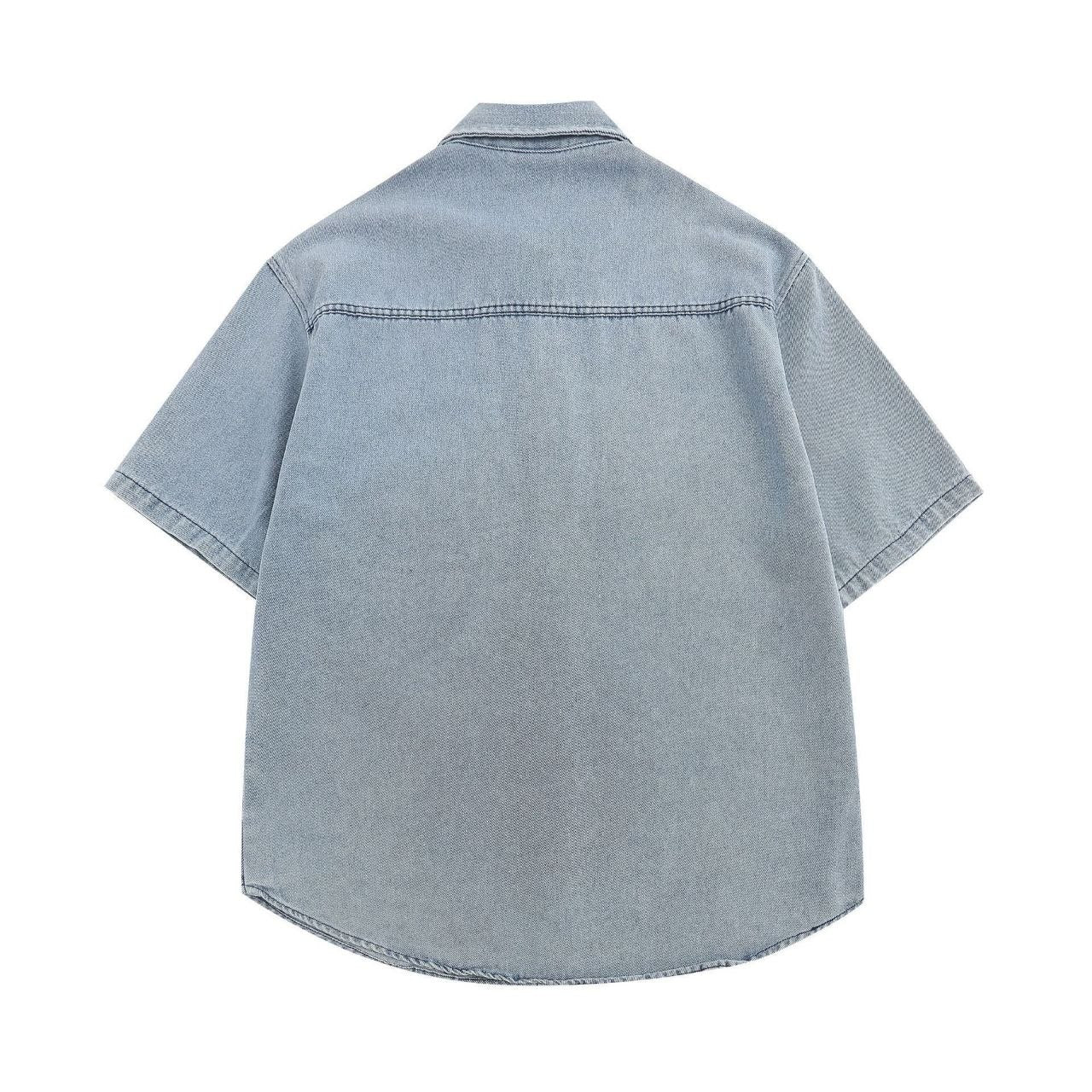"Pixel-Pop Denim" Button-Up