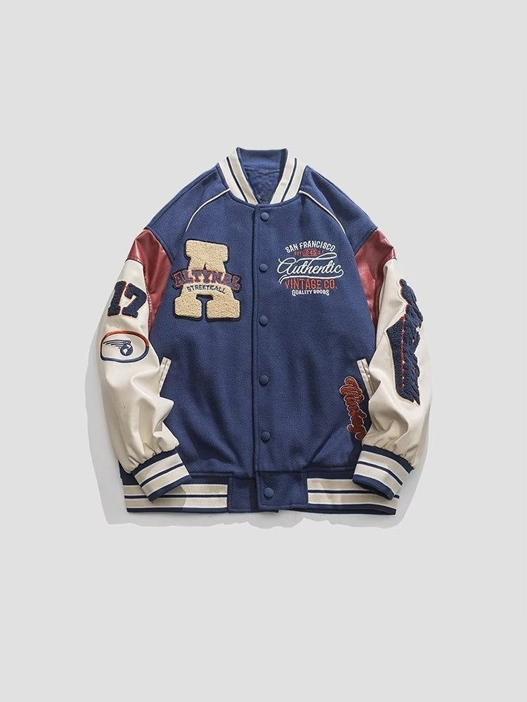 Letter Patched Vintage Base Ball Jacket - San Francisco 17