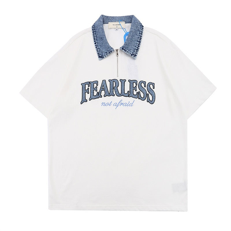 "FearLess" Denim Polo-Jersey