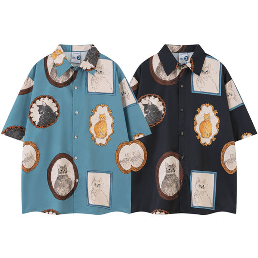 "Meow Palace" Oversize Sleeve Shirt