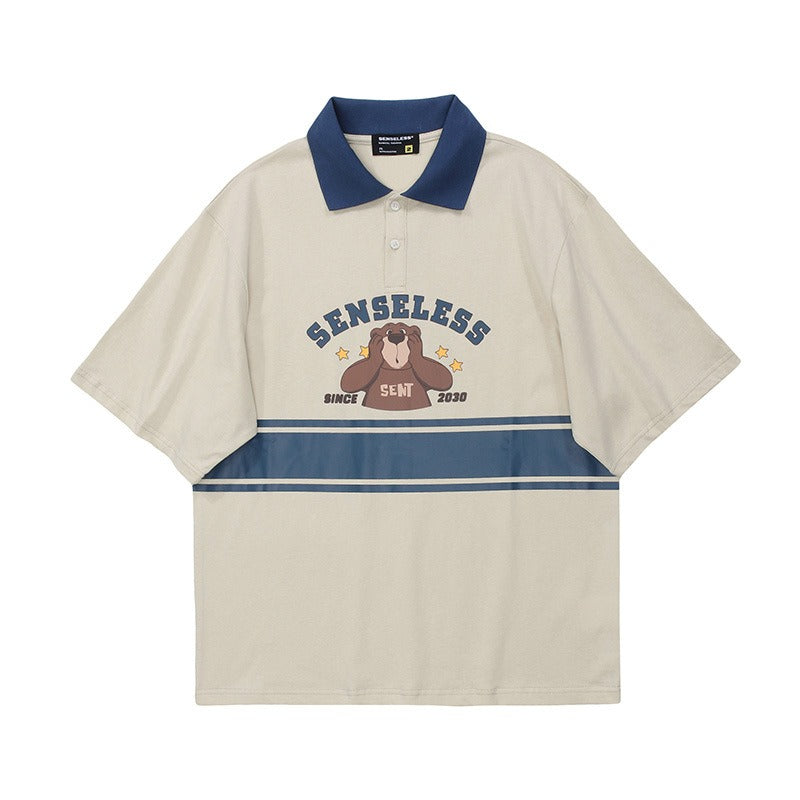 "Senseless Bear" Oversized 250G Men's Polo