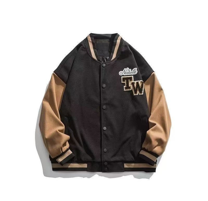 Letter Patched Vintage Base Ball Jacket - TW Series