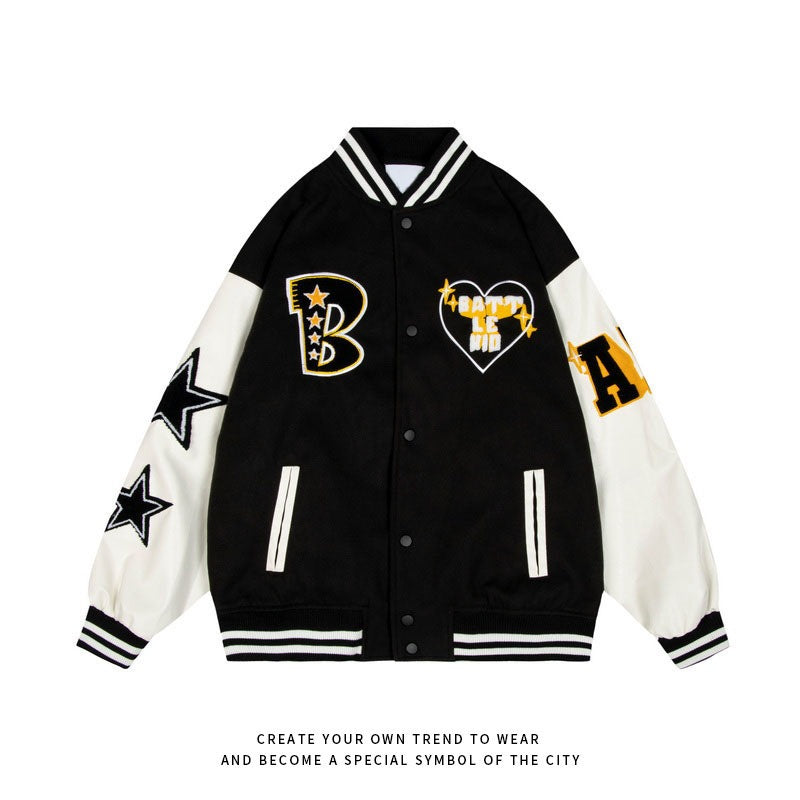 Letter Patched Vintage Base Ball Jacket - Battle Kids