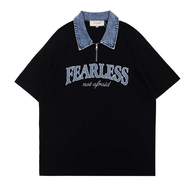 "FearLess" Denim Polo-Jersey