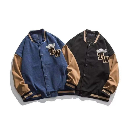 Letter Patched Vintage Base Ball Jacket - TW Series