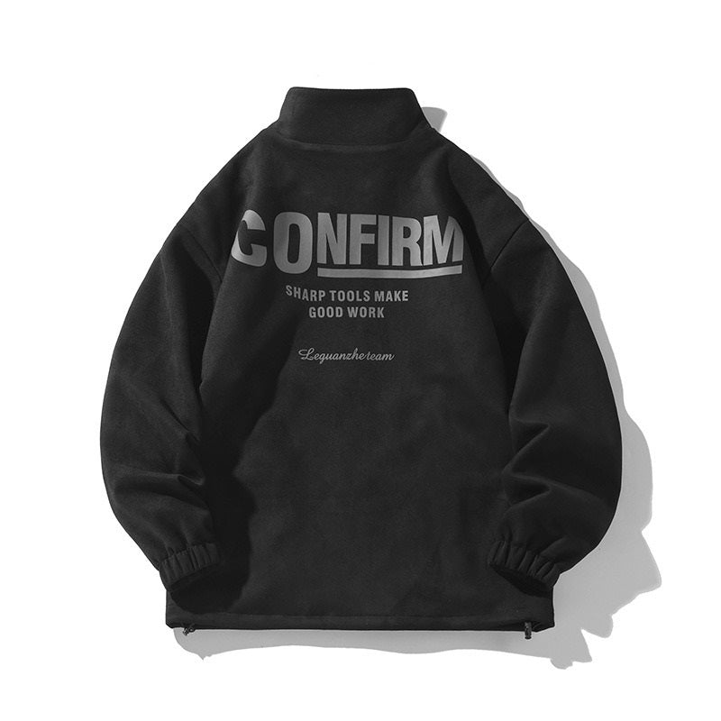 "CONFIRM" Men's Suede Zip Top