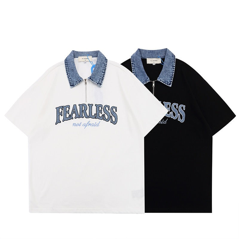 "FearLess" Denim Polo-Jersey