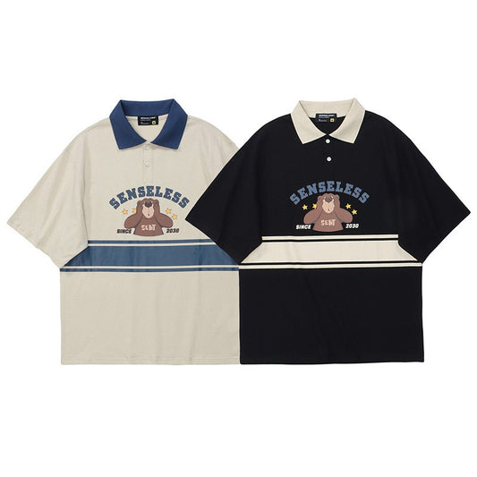 "Senseless Bear" Oversized 250G Men's Polo