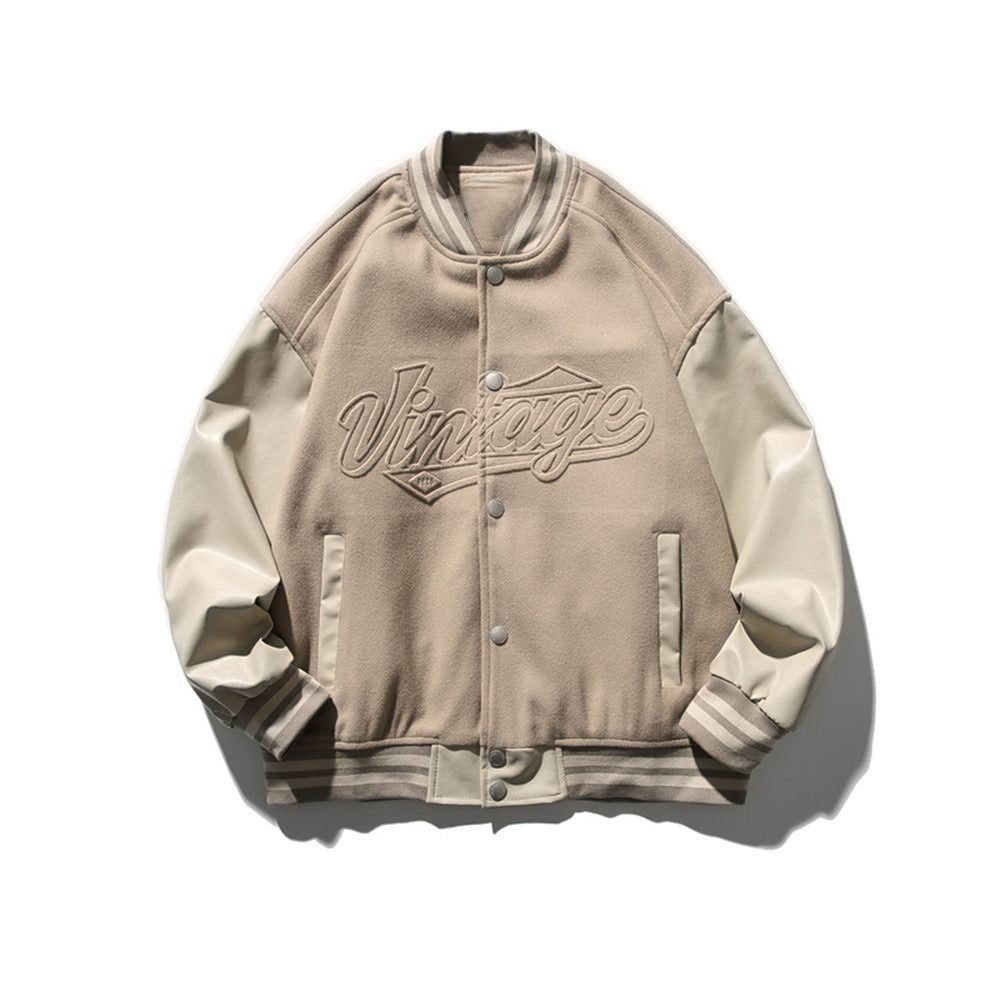 Letter Patched Vintage Base Ball Jacket - Vintage