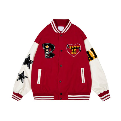 Letter Patched Vintage Base Ball Jacket - Battle Kids