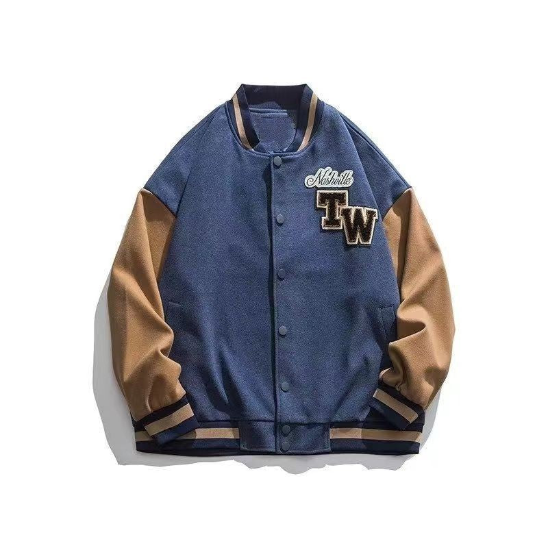 Letter Patched Vintage Base Ball Jacket - TW Series