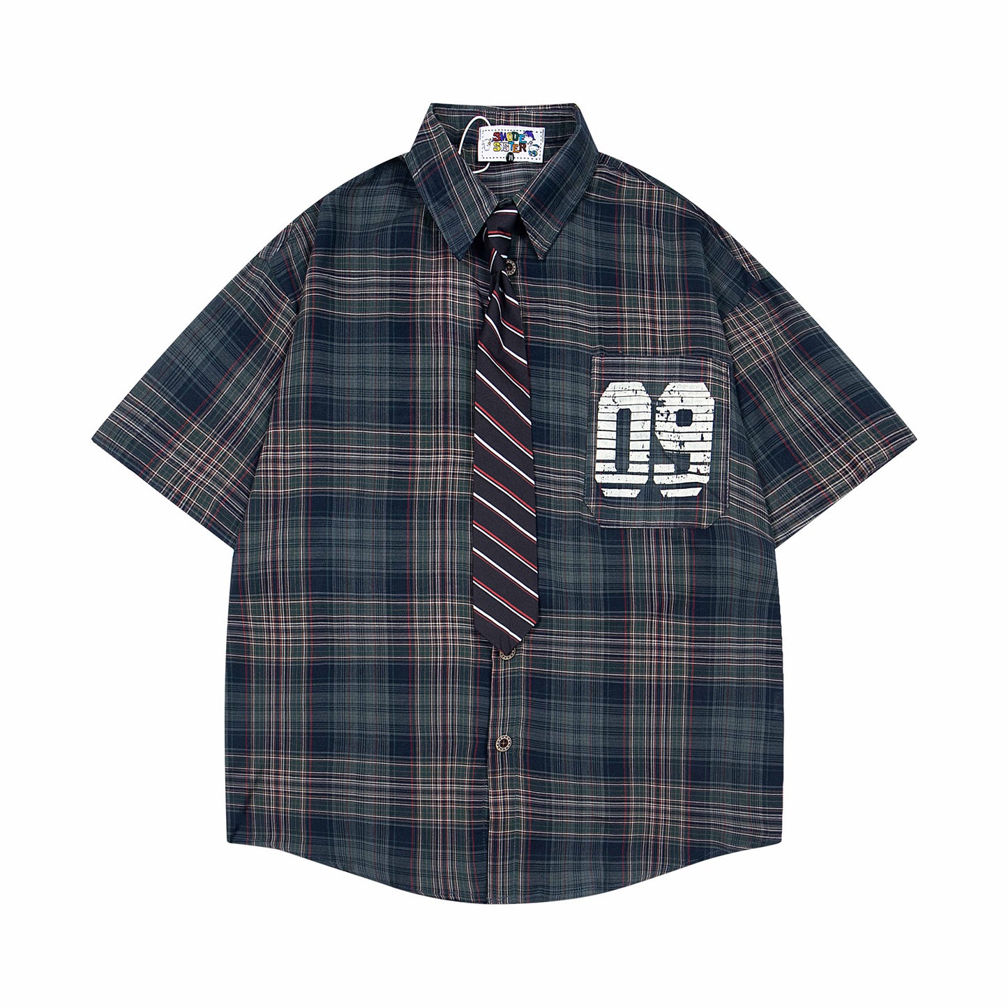 Varsity Plaid '09 Men's Oversized Sleeve Shirt