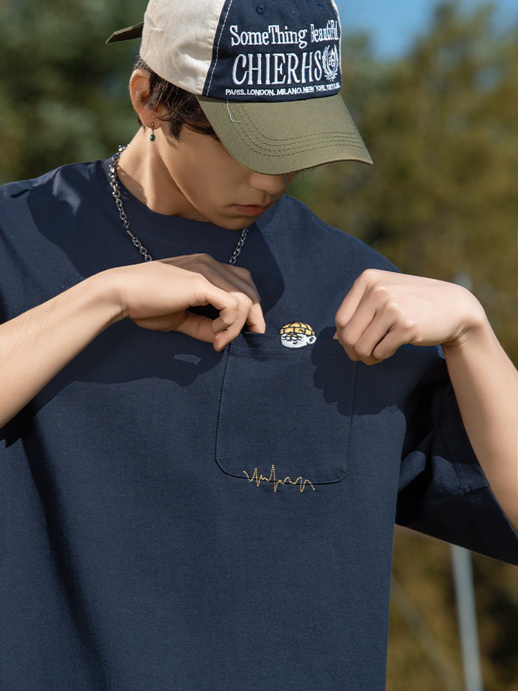 "Secret Vibe" Couple Oversized Pocket Tee