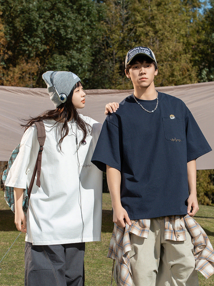 "Secret Vibe" Couple Oversized Pocket Tee