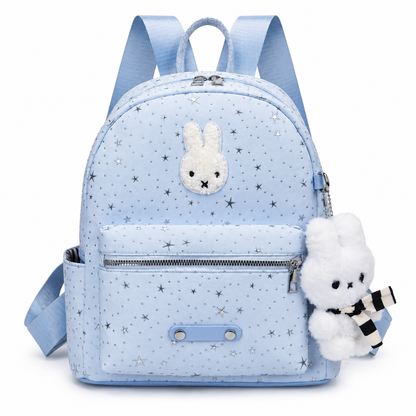 SNK Bunny Galaxy Backpack in Galaxy Blue with bunny pendant