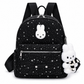 SNK Bunny Galaxy Backpack in Midnight Black with bunny pendant