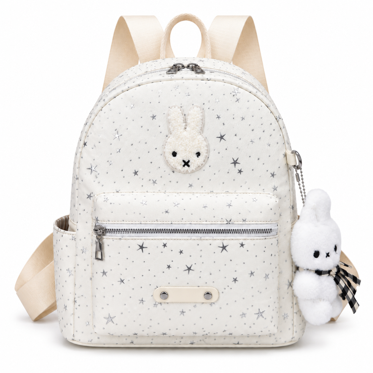 SNK Bunny Galaxy Backpack in Moonlight White with bunny pendant