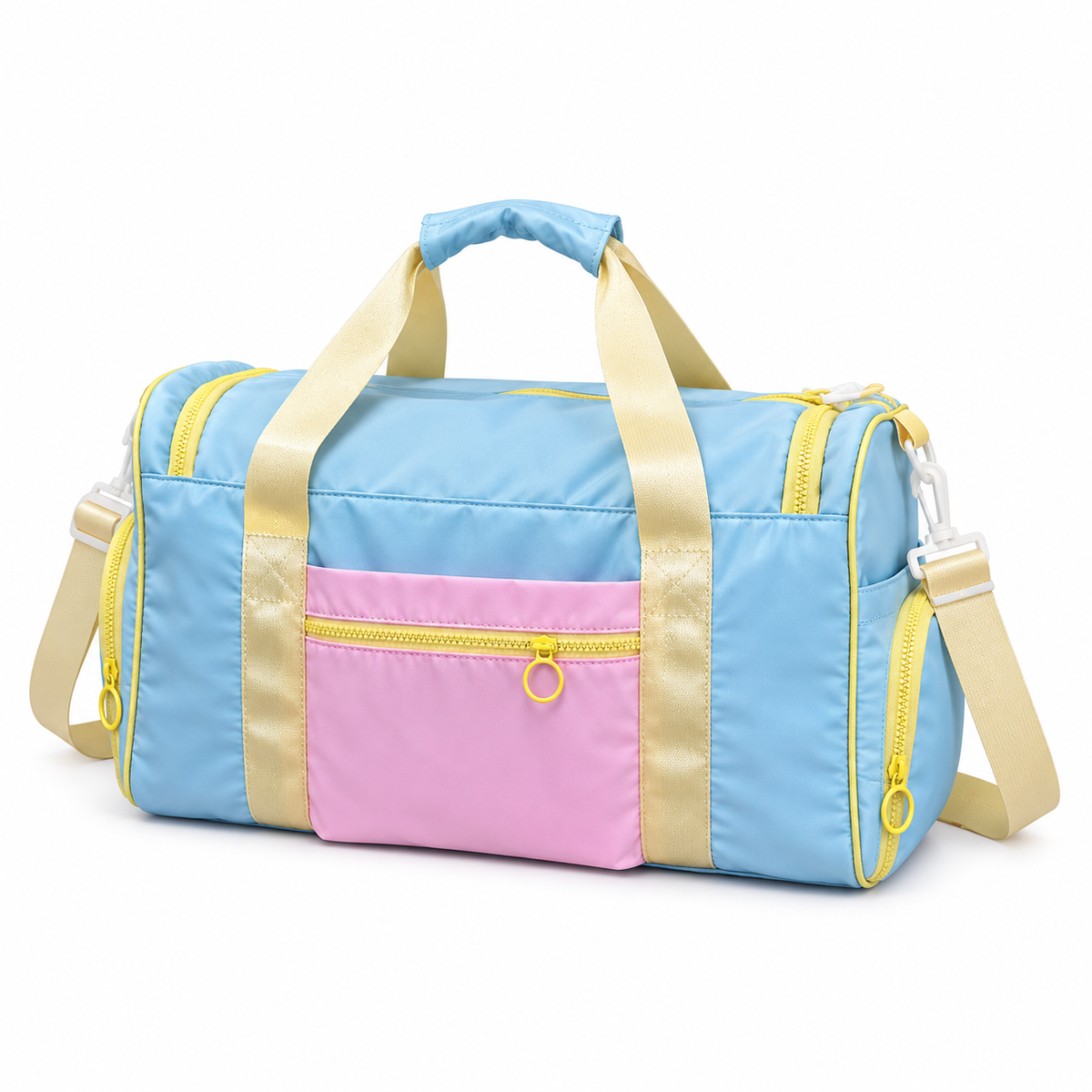 Canyon Dreamhood Series Duffel Cloud Puppy, back view with luggage sleeve