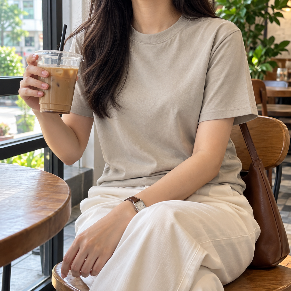 SNK ColourCore 210G Cotton Tee - Cafe