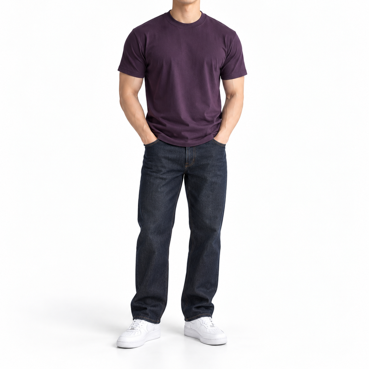 SNK ColourCore 210G Cotton Tee - White Studio Model