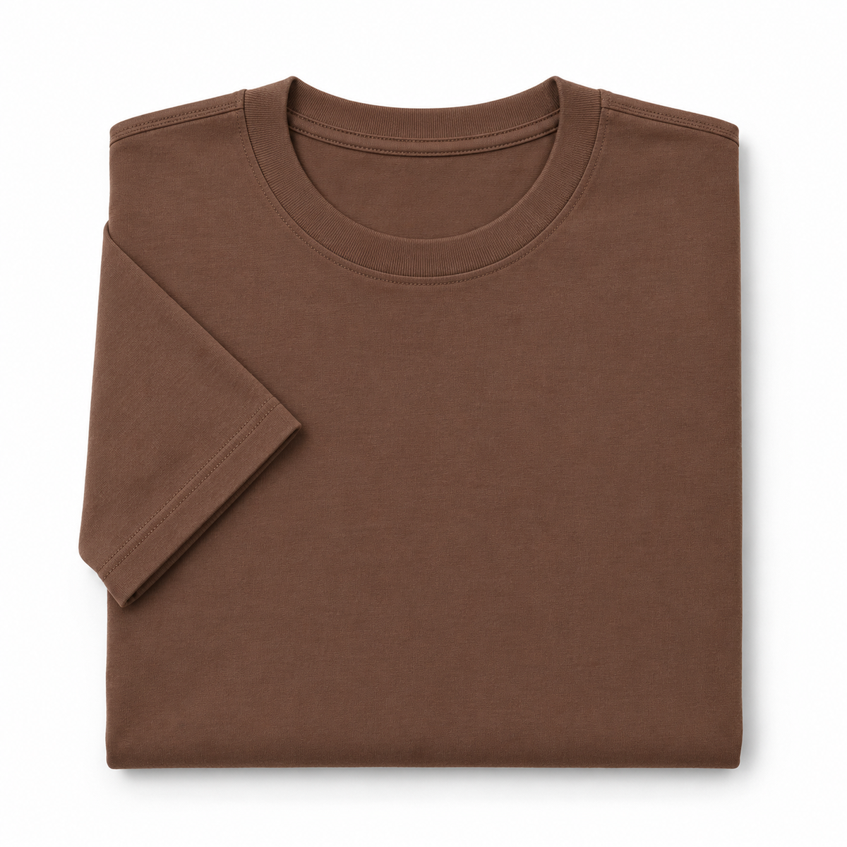 SNK ColourCore 210G Cotton Tee - Coffee Brown Folded