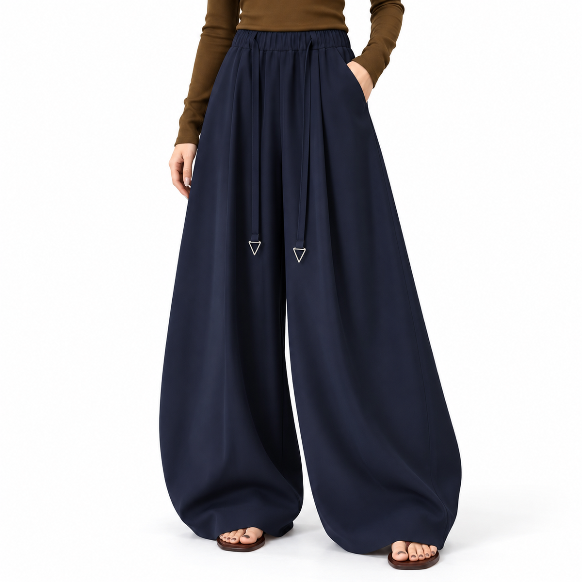 SNK Mooncurve Wide-Leg Pants in Midnight Navy