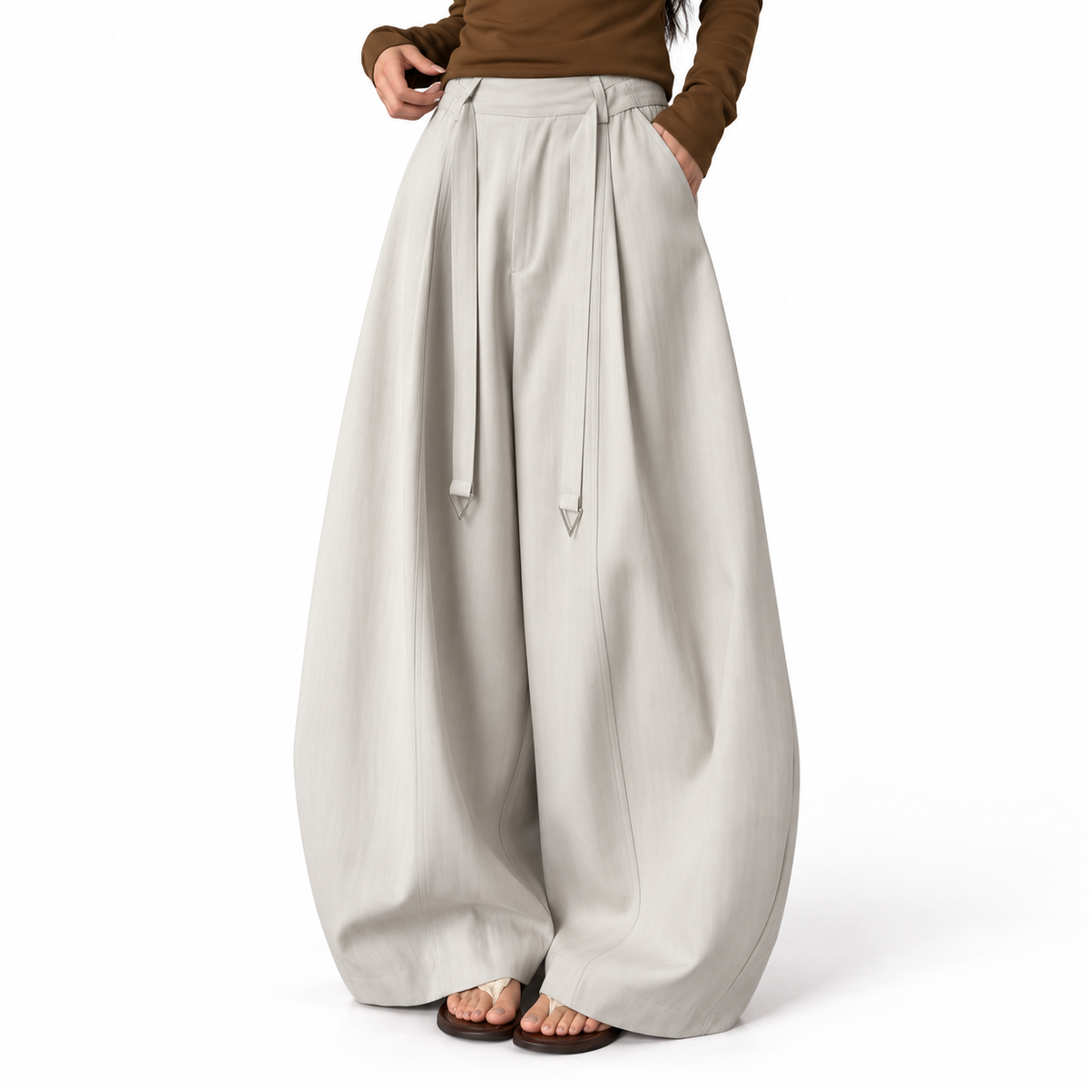 SNK Mooncurve Wide-Leg Pants in Mist Grey