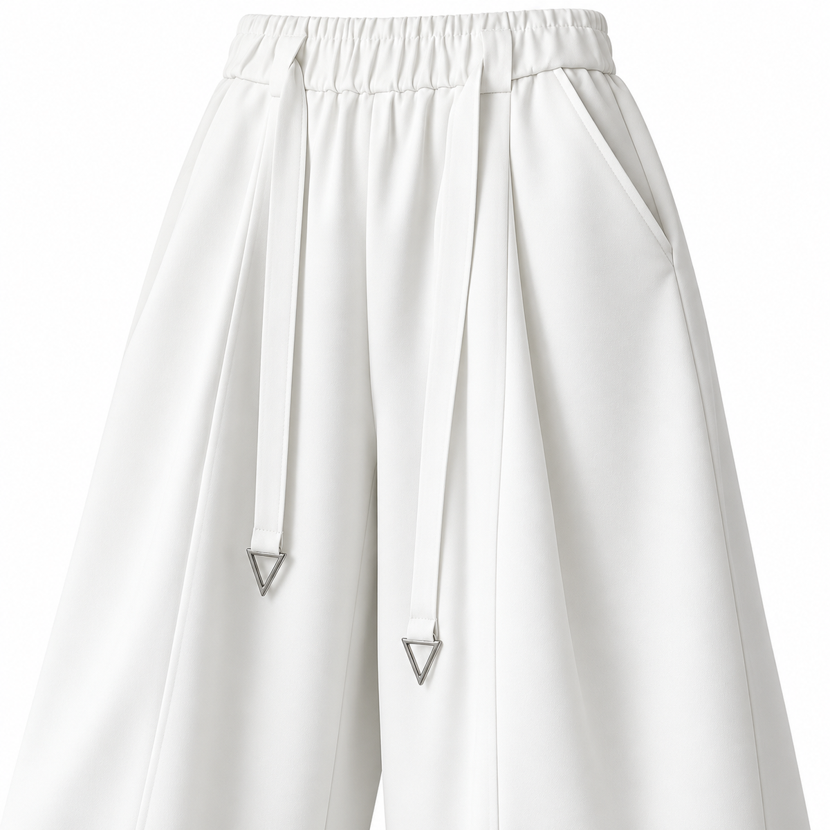 Elastic drawstring high waist detail