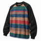 SNK Sunset Stripe Pullover angled side view, black raglan sleeves