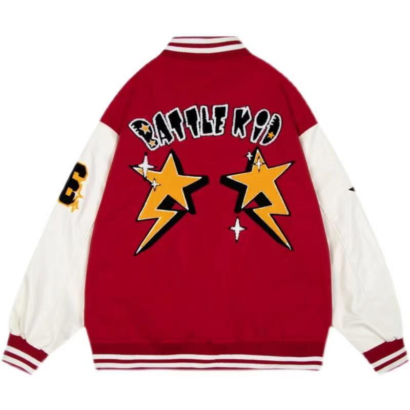 Letter Patched Vintage Base Ball Jacket - Battle Kids