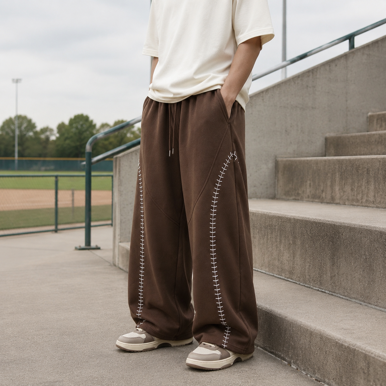 "Curveball Stitch Wide-Leg" 320G Jogger