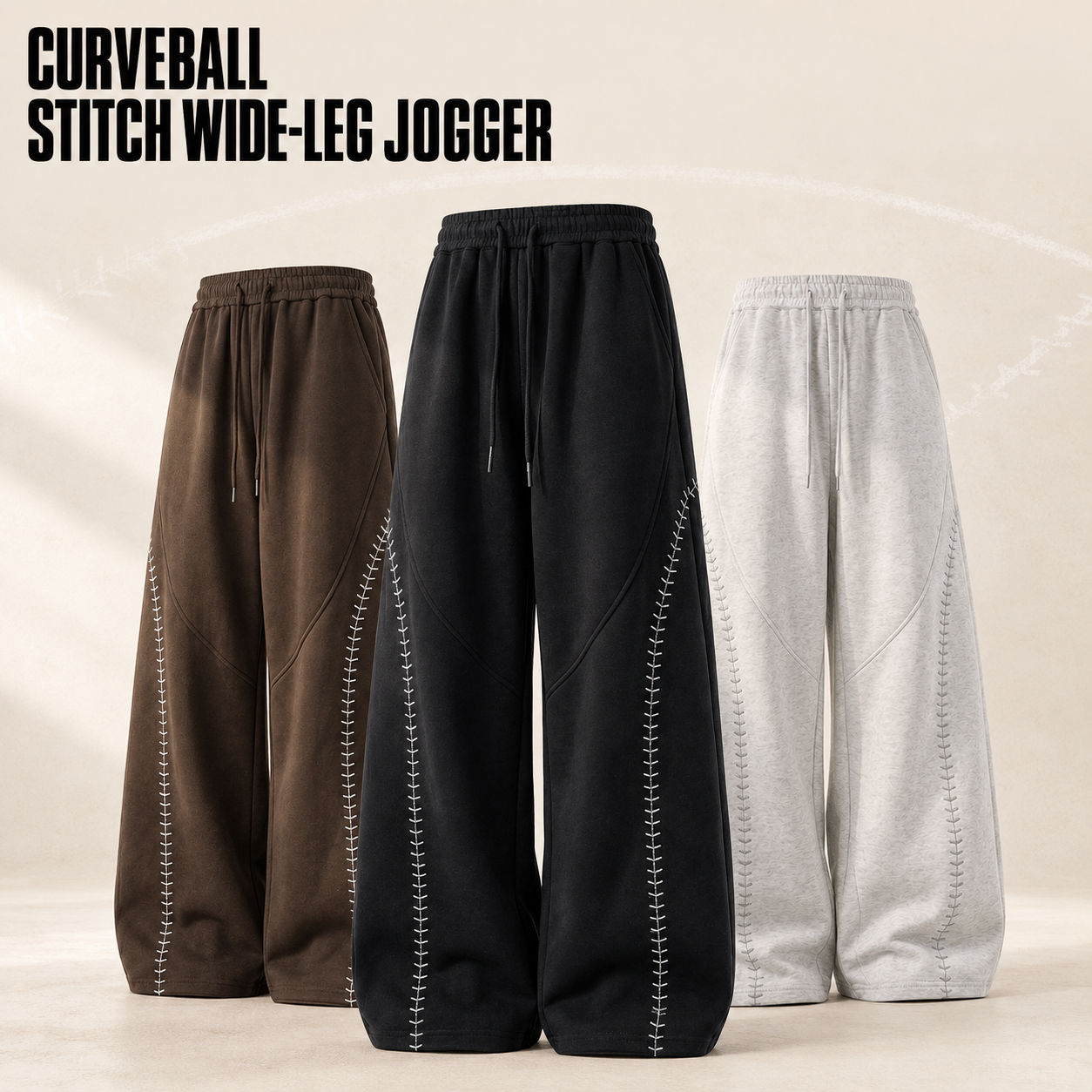 "Curveball Stitch Wide-Leg" 320G Jogger