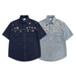 "Pixel-Pop Denim" Button-Up