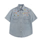 "Pixel-Pop Denim" Button-Up