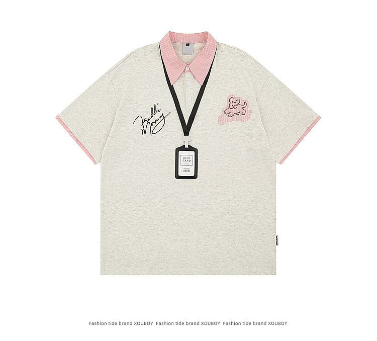 "Campus ID" Oversized Couple Polo Tee