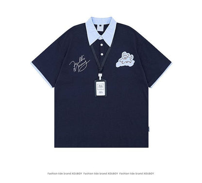 "Campus ID" Oversized Couple Polo Tee