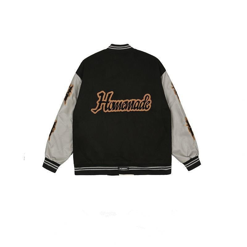 Letter Patched Vintage Base Ball Jacket - Vintage HomeMade